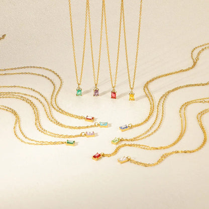 Ins December Birthday Stone Pendant Clavicle Chain Female Stainless Steel Simple -   0