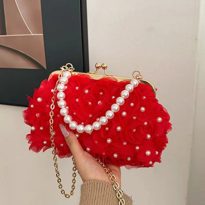 Women's Dinner Flower Clipped Button Shell Bag - Marvelous Miss McCray