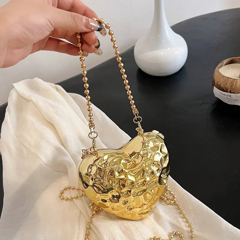 Metal Silver Mini Love Crossbody Bag