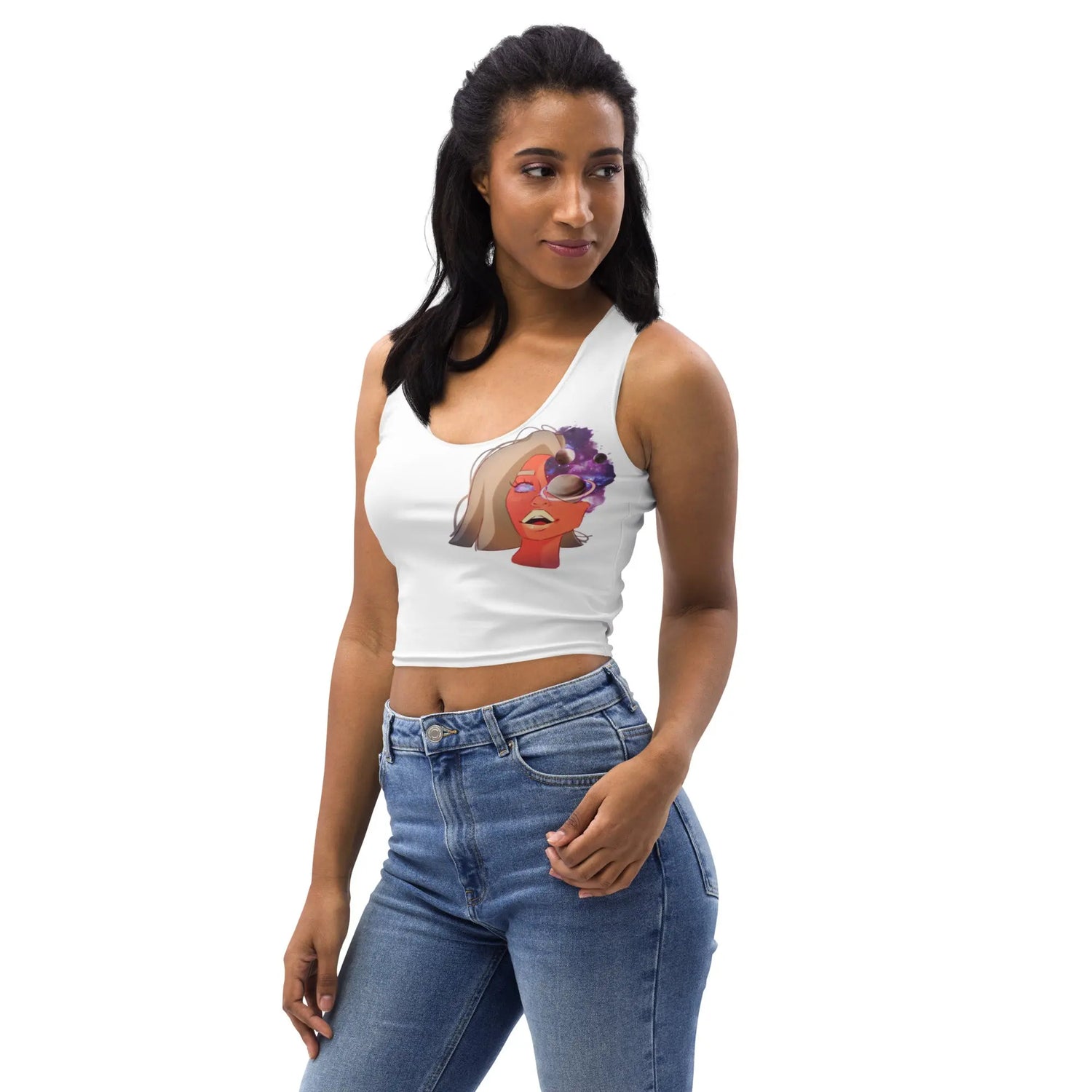 Overthinker - figurbetontes Crop Top -   T-Shirts, Tank-Tops, Shirts mit 3/4-Ärmeln, Langarmshirts, Poloshirts, Crop-Tops #