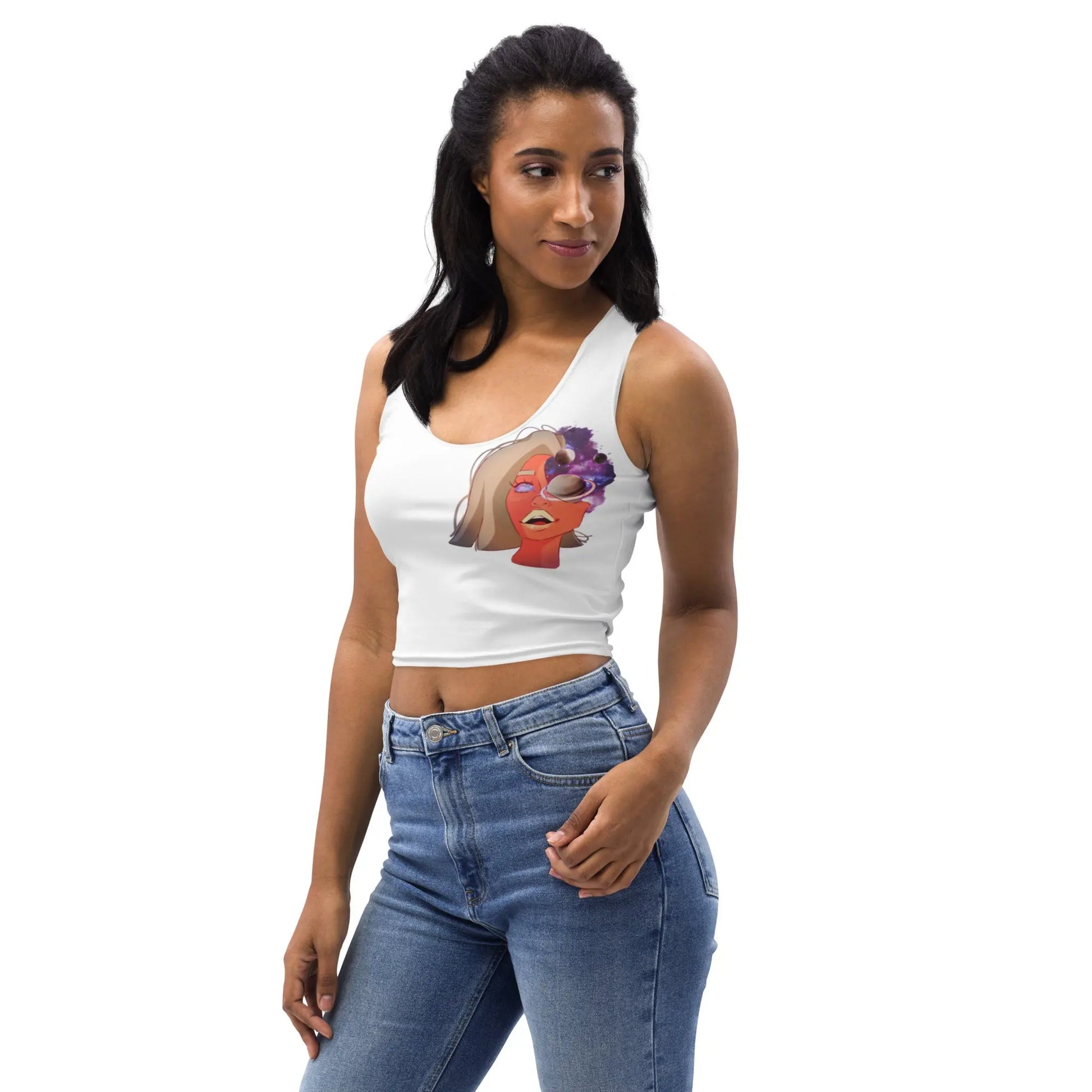 Overthinker - figurbetontes Crop Top -   T-Shirts, Tank-Tops, Shirts mit 3/4-Ärmeln, Langarmshirts, Poloshirts, Crop-Tops #