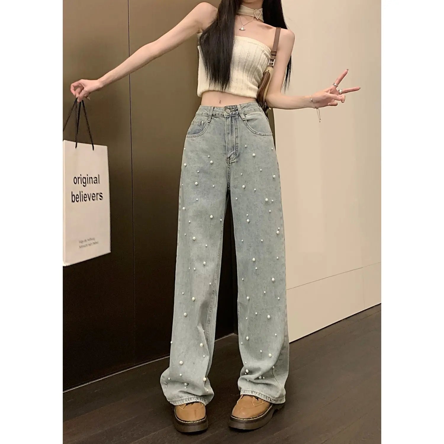 "Pearl" Wide Jeans -   Jeans #