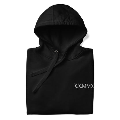 Personalized hoodie embroidered with Roman numerals