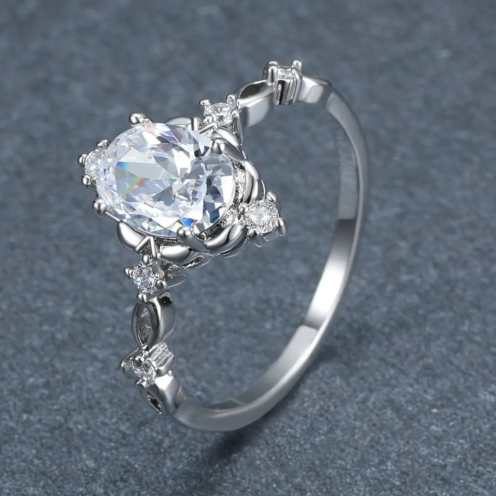 Drop-shaped Inlaid Zircon Alloy Ring -   0 #