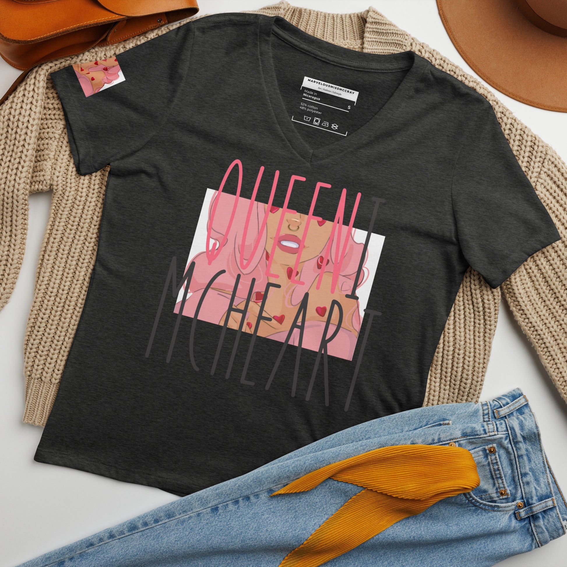 Queeni McHeart - Lockeres T-Shirt -   Shirts,Top #