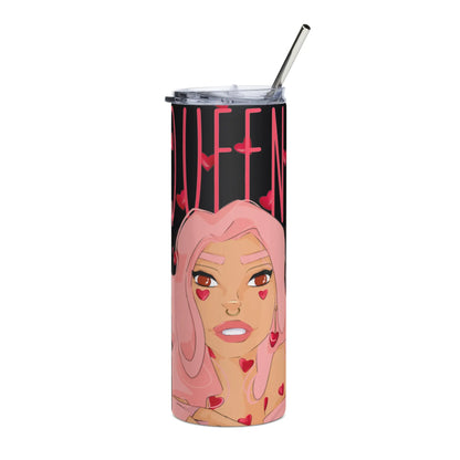 Queeni McHeart - Steel Cup -   Reisebecher mit Henkel, Edelstahl Trinkflasche mit Strohhalm #