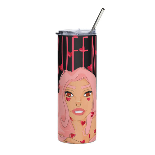 Queeni McHeart - Steel Cup -   Reisebecher mit Henkel, Edelstahl Trinkflasche mit Strohhalm #
