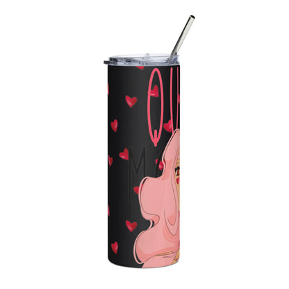 Queeni McHeart - Steel Cup -   Reisebecher mit Henkel, Edelstahl Trinkflasche mit Strohhalm #