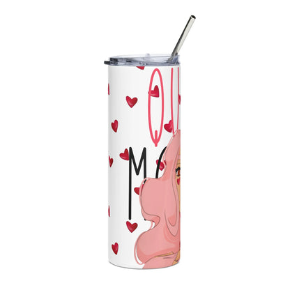Queeni McHeart - Steel Cup -   Reisebecher mit Henkel, Edelstahl Trinkflasche mit Strohhalm #