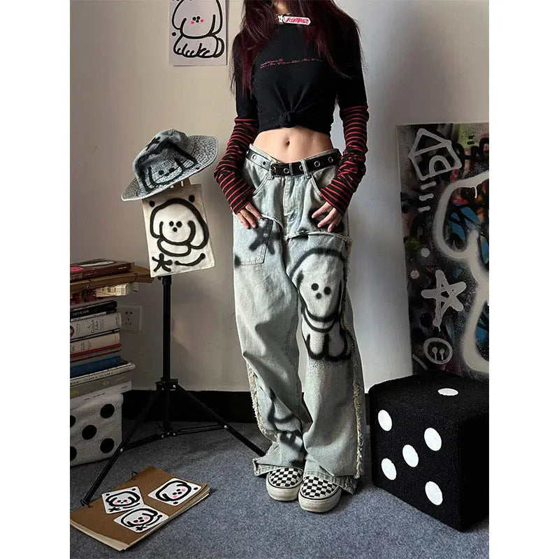 "Retro Y2k Graffiti" Jeans -   Jeans #