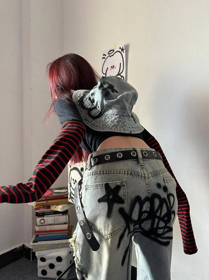 "Retro Y2k Graffiti" Jeans -   Jeans #