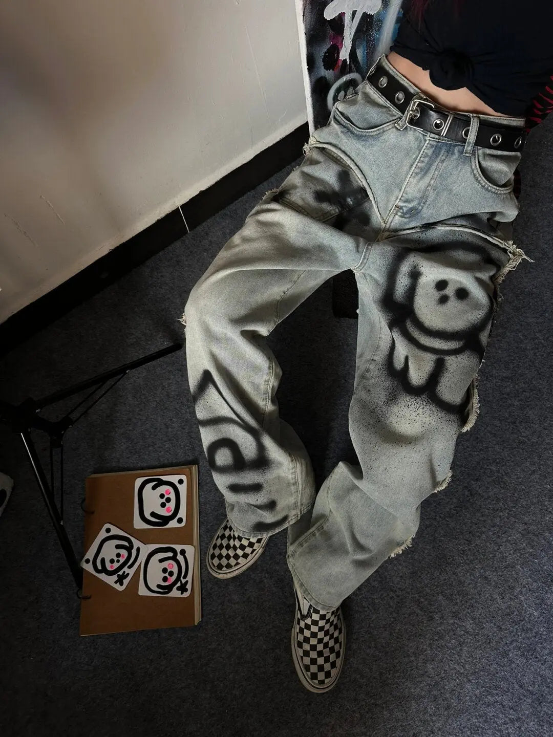"Retro Y2k Graffiti" Jeans -   Jeans #