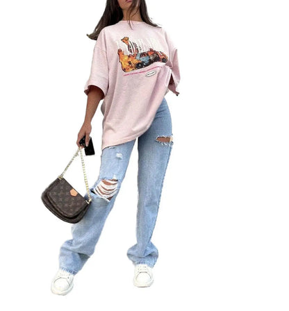 Ripped Straight Jeans -   Jeans #