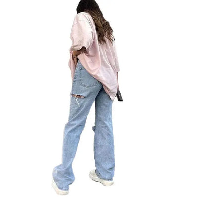 Ripped Straight Jeans -   Jeans #