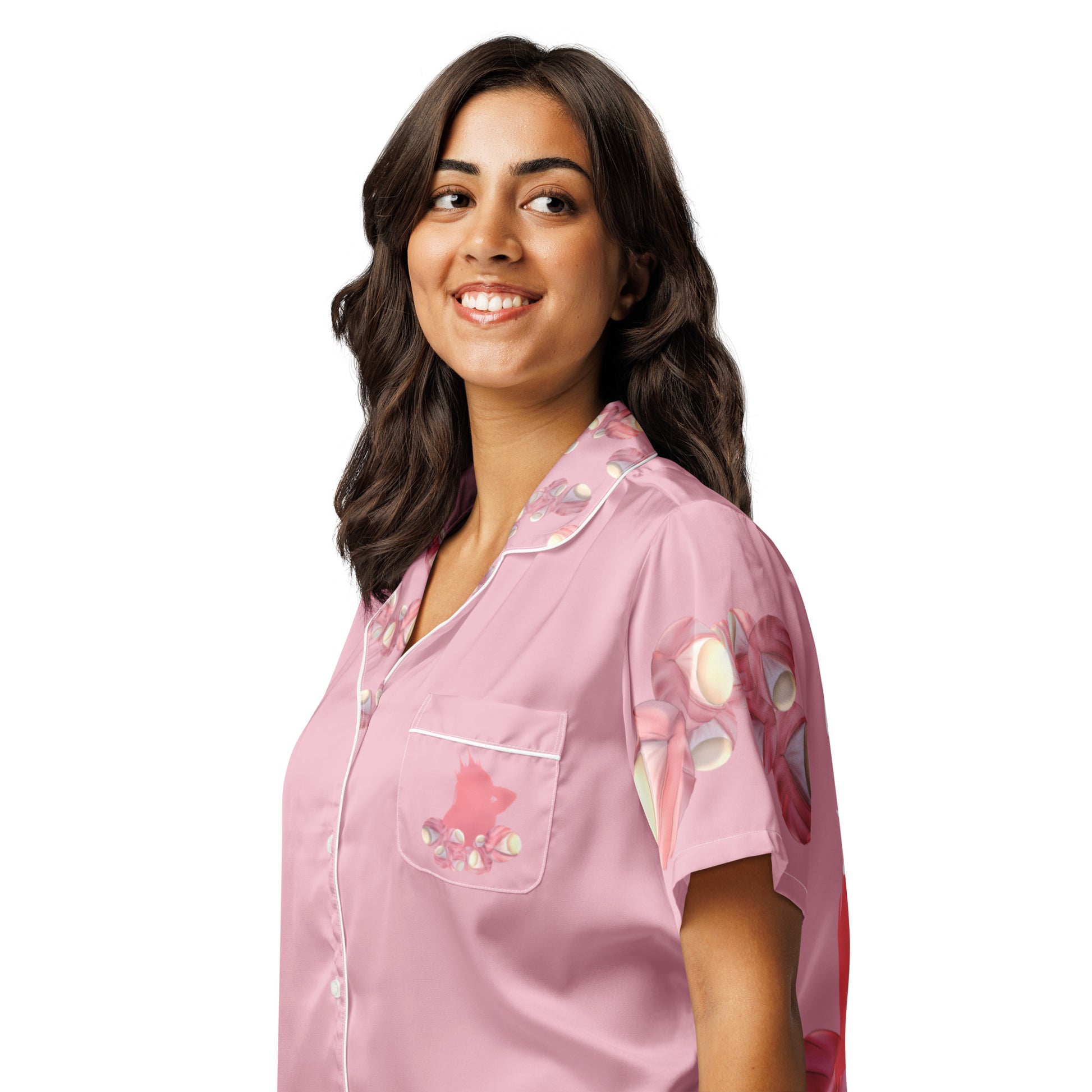 Rosè Eyeballs - kurzes Pyjama-Top -   PJ #
