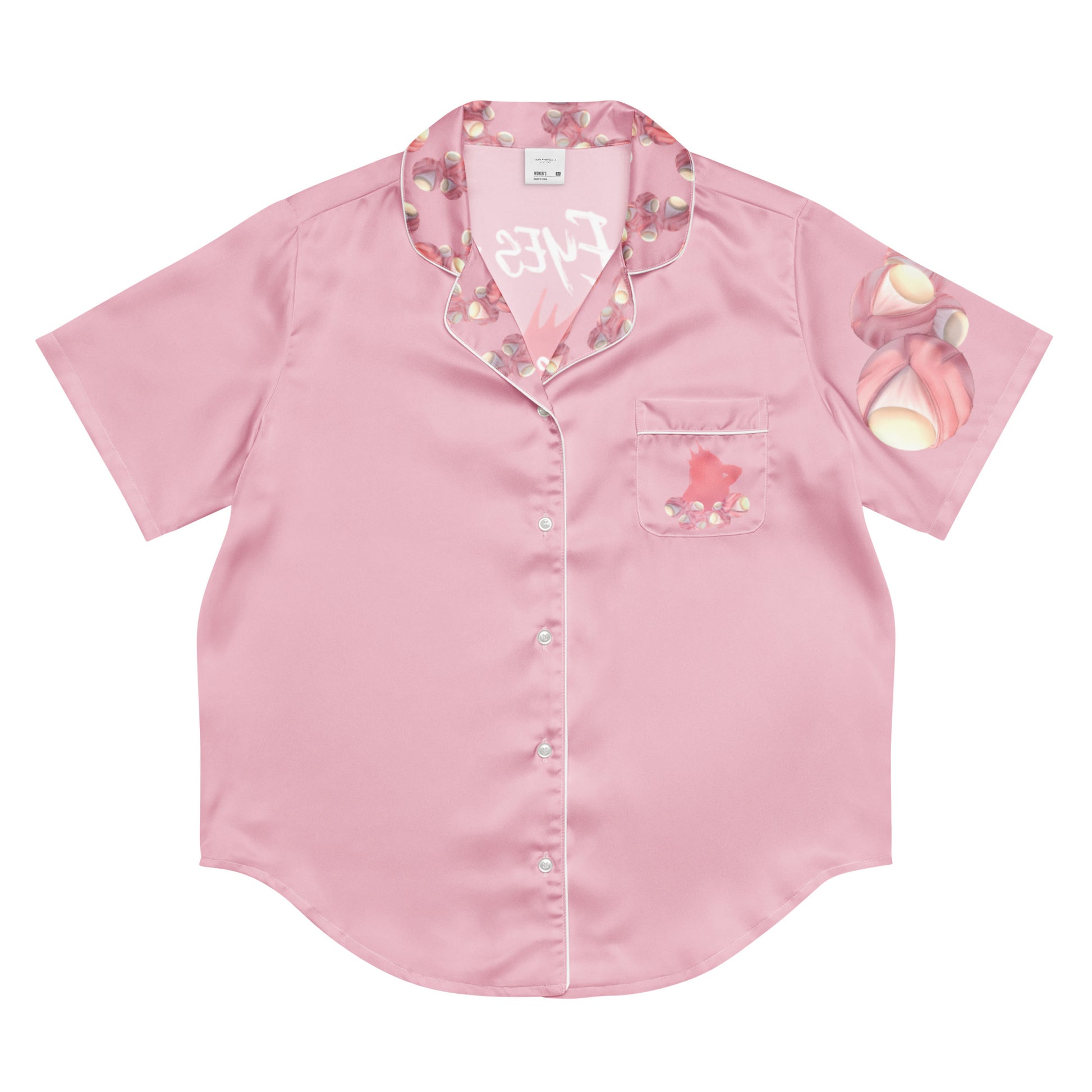 Rosè Eyeballs - kurzes Pyjama-Top -   PJ #