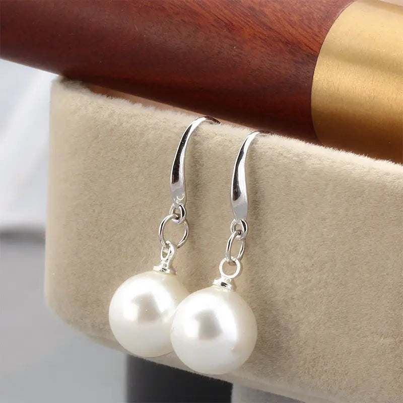 Fashionable Elegant Round Shell Pearl And Pearl Earrings -   0 #