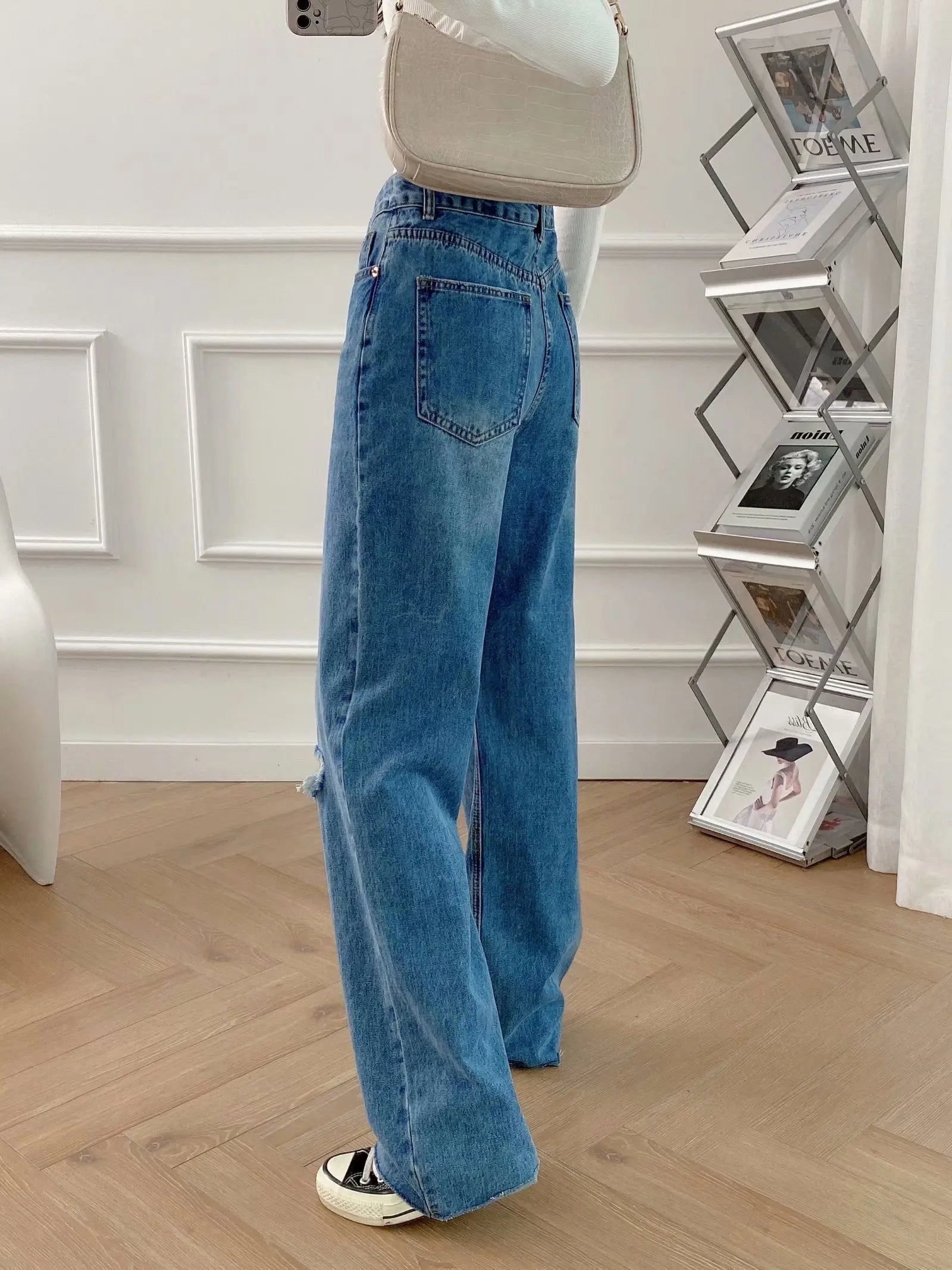 'Slim Wide Leg Straight' Jeans -   Jeans #