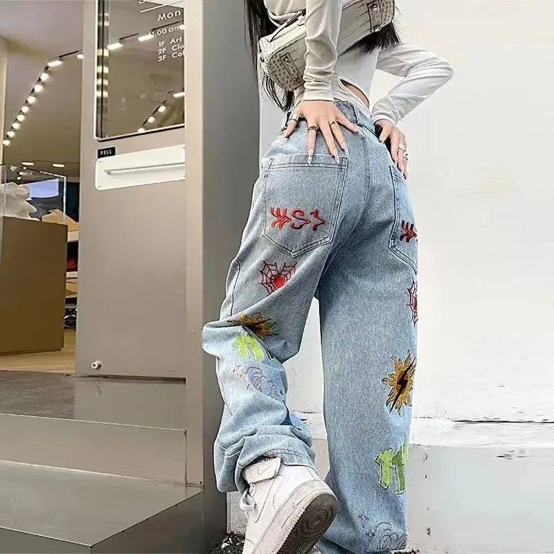 Street Hip-hop Washed Jeans -   Jeans #