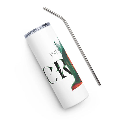 The Crown #2 - Steel Cup -   Reisebecher mit Henkel, Edelstahl Trinkflasche mit Strohhalm #