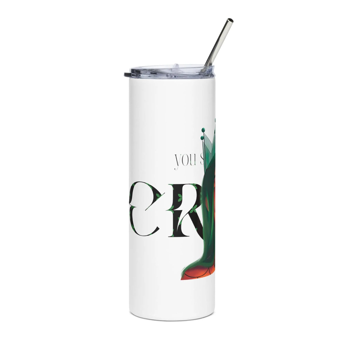 The Crown #2 - Steel Cup -   Reisebecher mit Henkel, Edelstahl Trinkflasche mit Strohhalm #