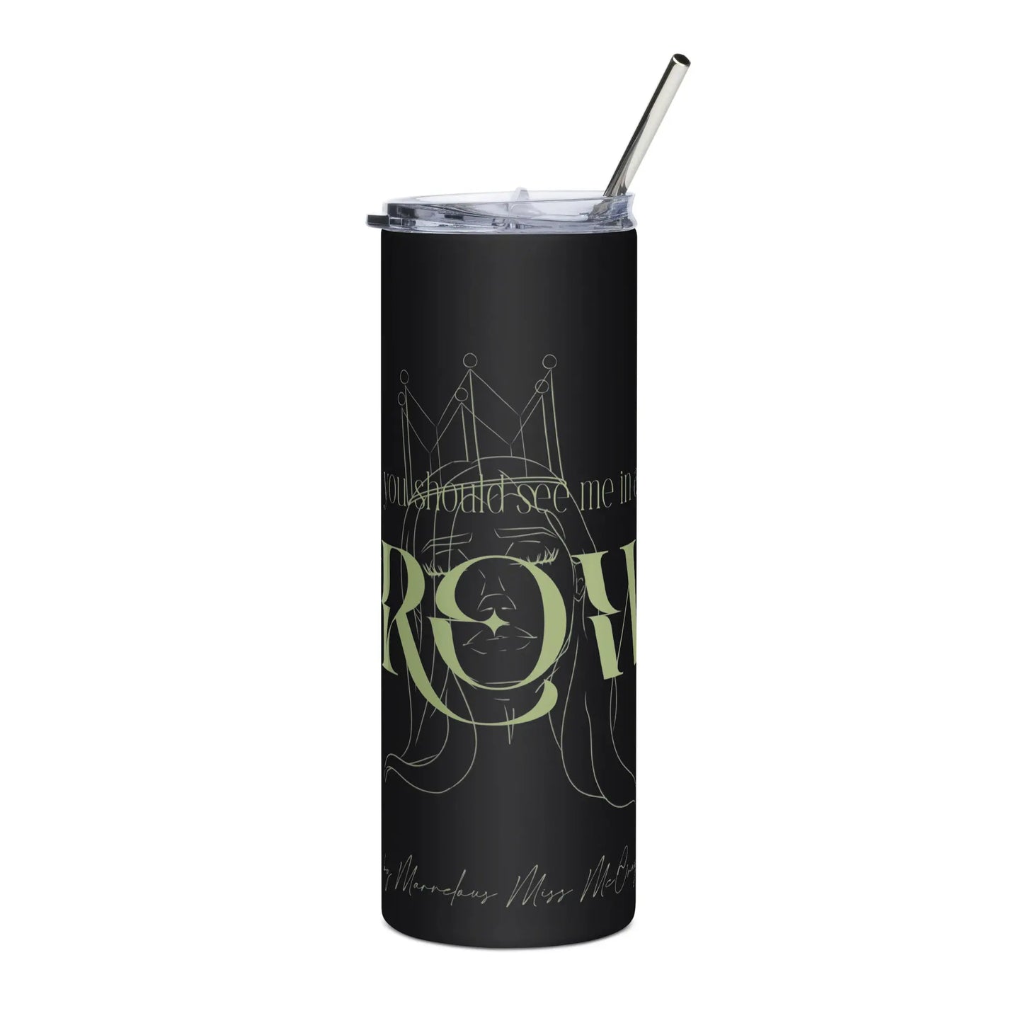 The Crown - Steel Cup -   Reisebecher mit Henkel, Edelstahl Trinkflasche mit Strohhalm #