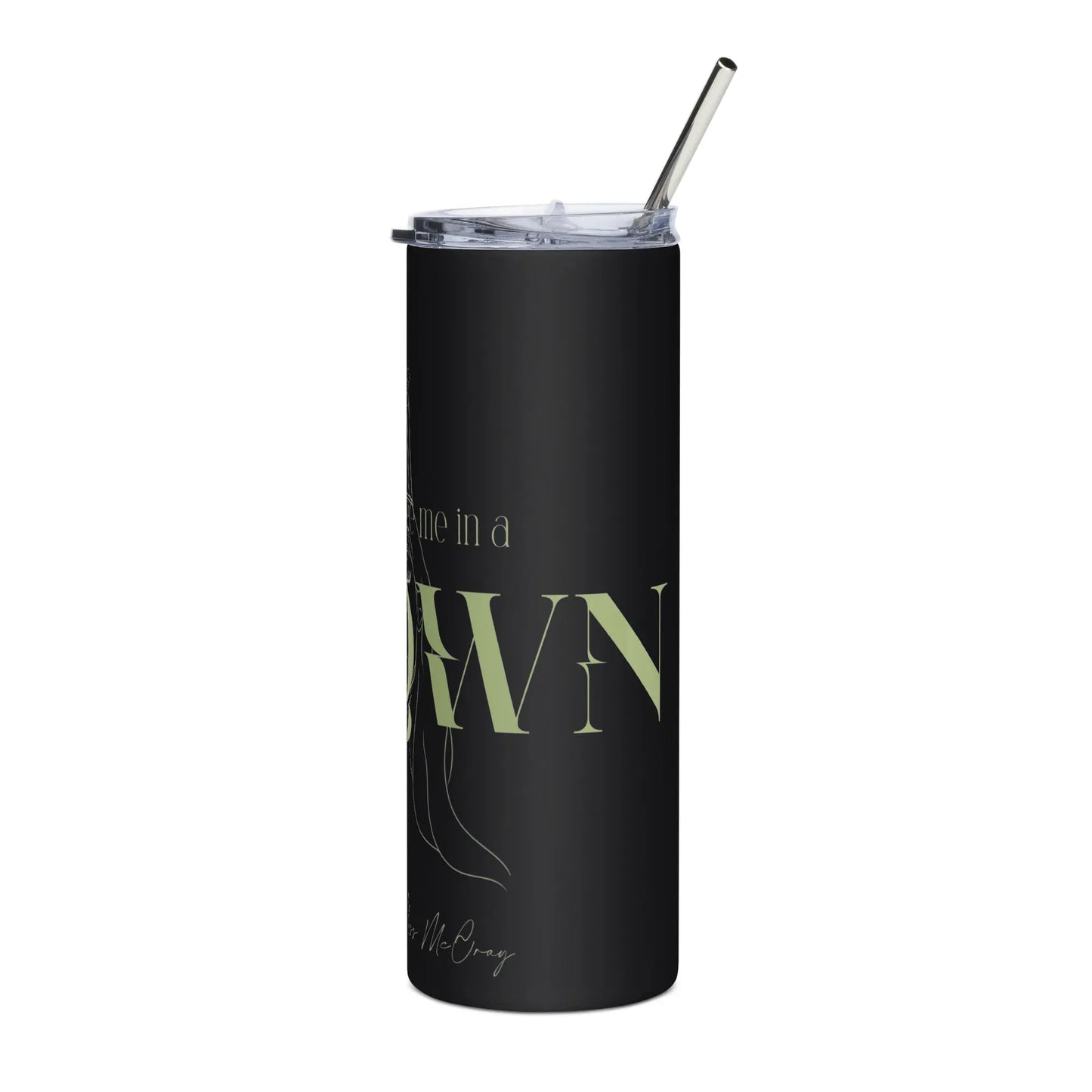 The Crown - Steel Cup -   Reisebecher mit Henkel, Edelstahl Trinkflasche mit Strohhalm #