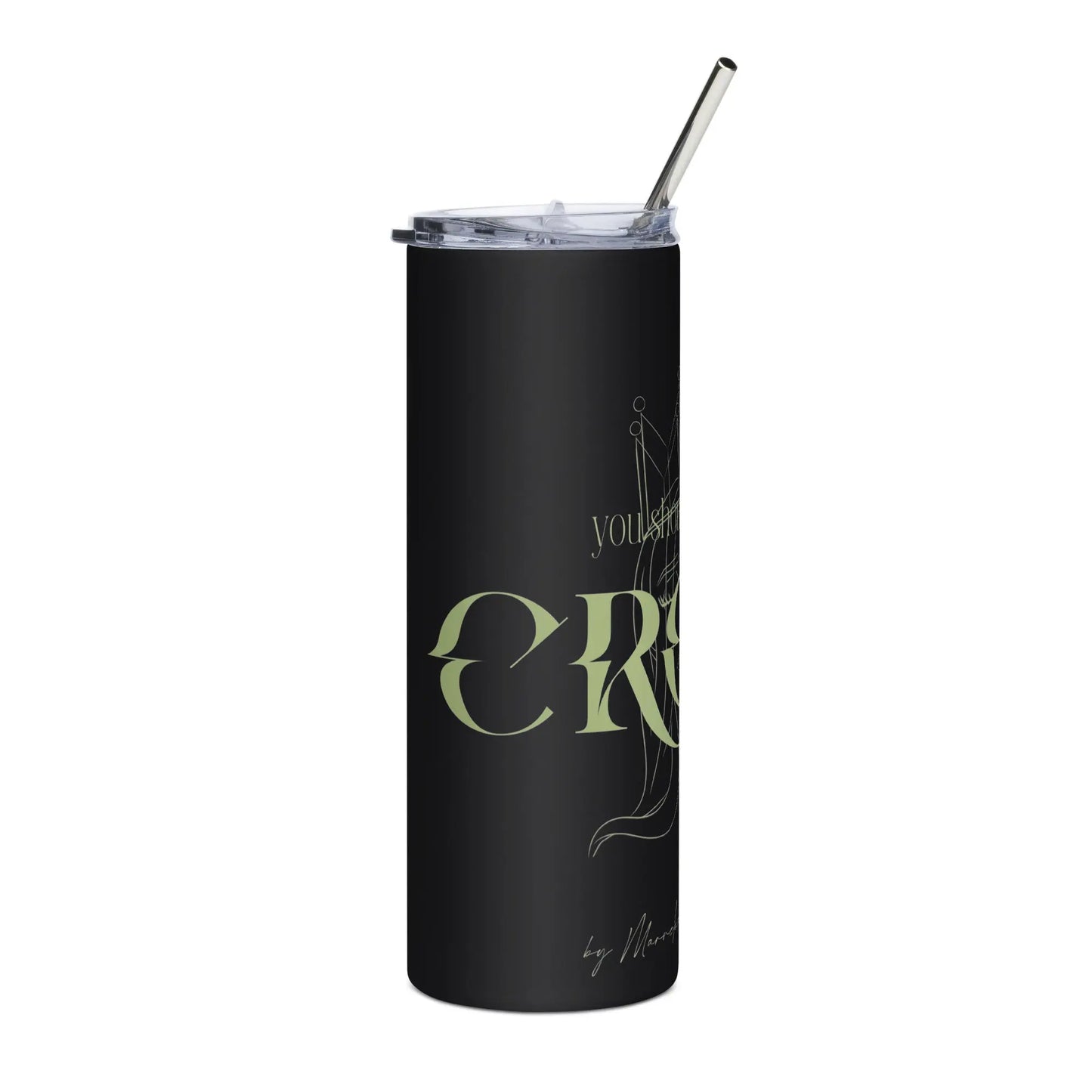 The Crown - Steel Cup -   Reisebecher mit Henkel, Edelstahl Trinkflasche mit Strohhalm #