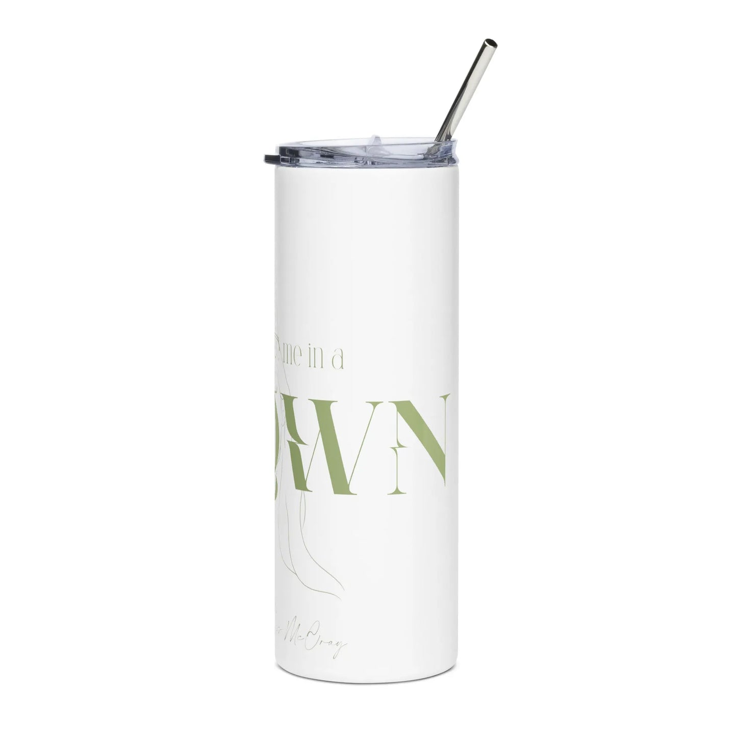 The Crown - Steel Cup -   Reisebecher mit Henkel, Edelstahl Trinkflasche mit Strohhalm #