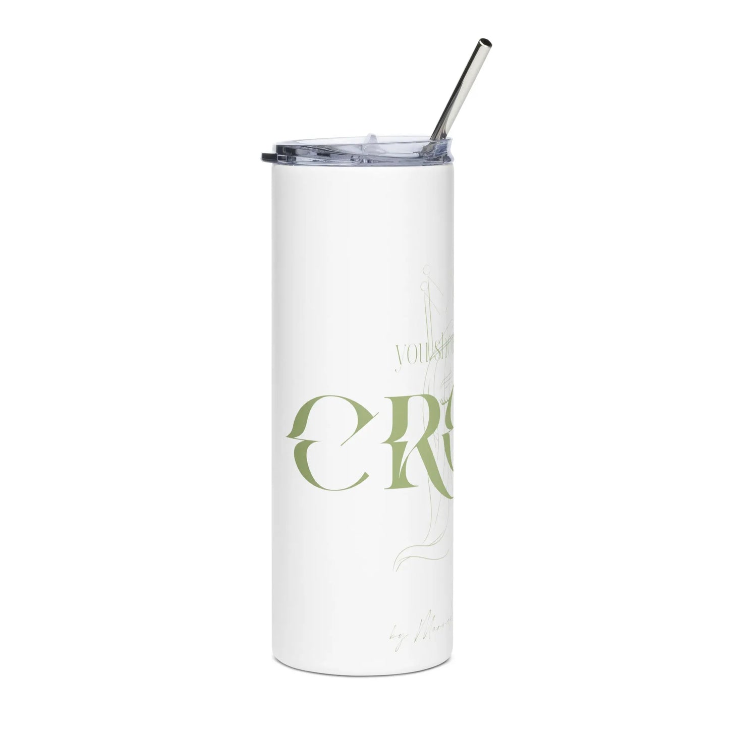 The Crown - Steel Cup -   Reisebecher mit Henkel, Edelstahl Trinkflasche mit Strohhalm #