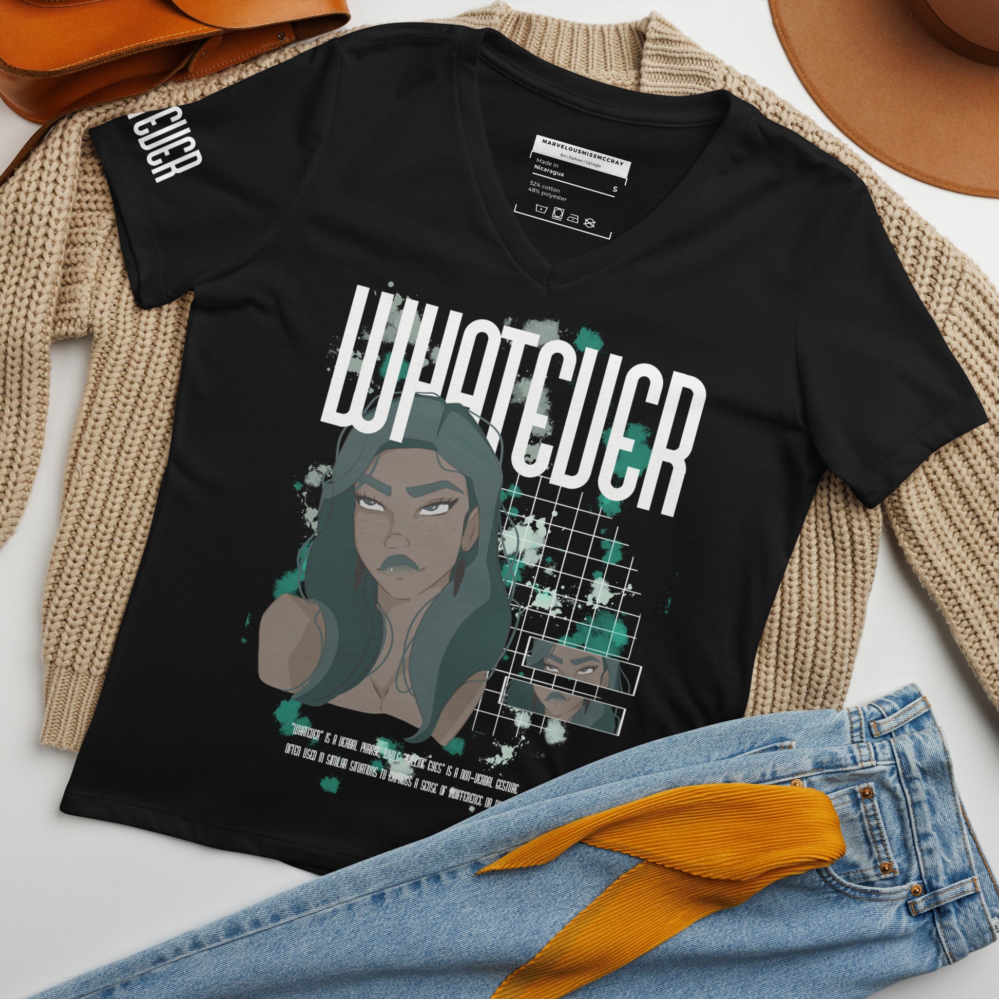 Whatever Black - Lockeres T-Shirt -   Shirts,Top #