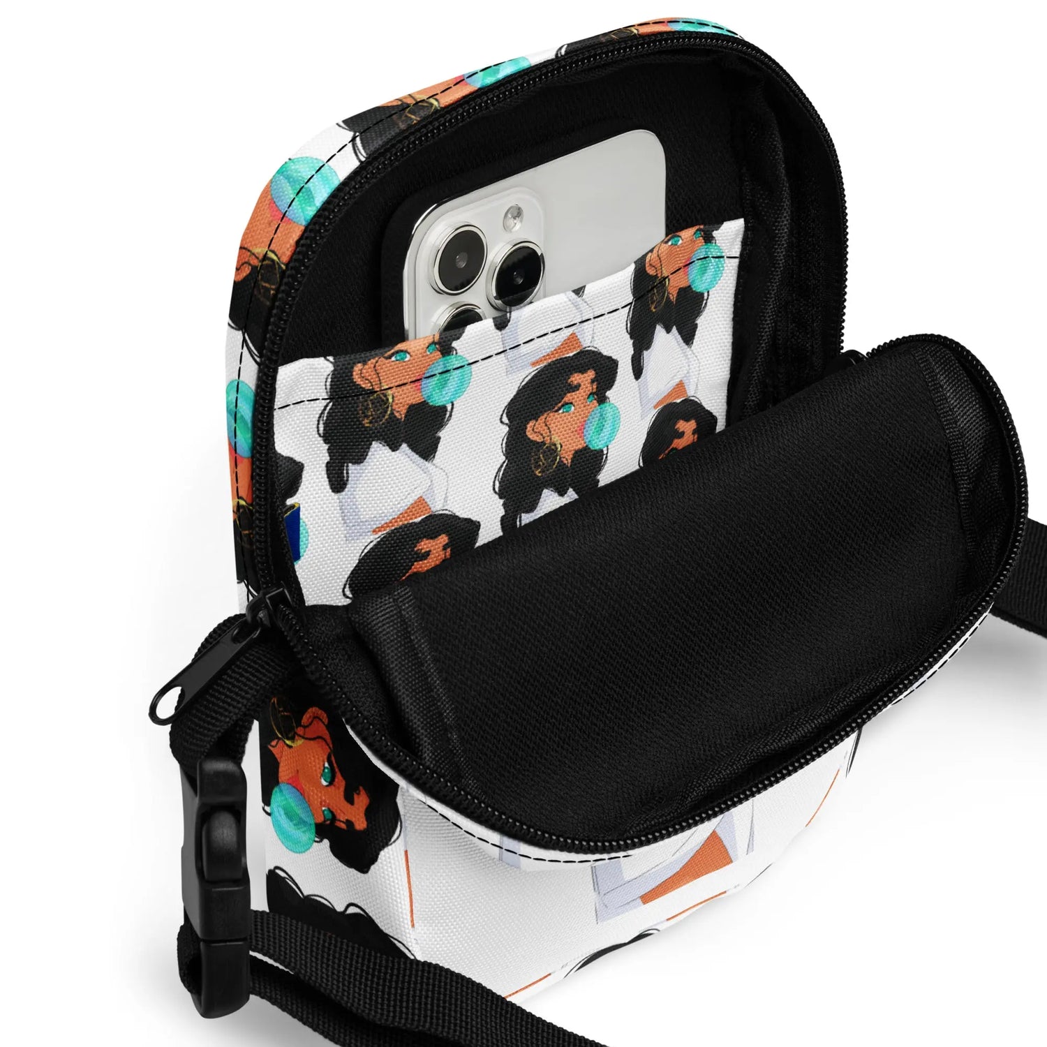 Bubble Gum - Umhängetasche -   Allover-Umhängetasche mit vielen Fächern #