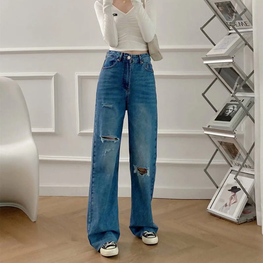 Slim Wide Leg Straight Jeans