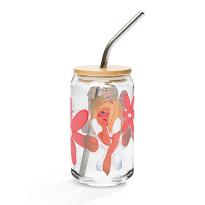 Poppy - Glas Can -   Weinglas ohne Stiel (15 oz), Glas in Dosenform (16 oz), Whiskey-Glas, Weithalsflasche, Milchkaffeetasse