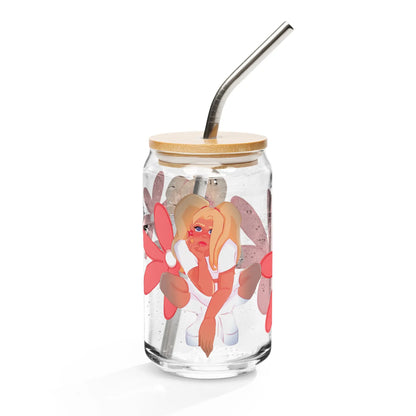 Poppy - Glas Can -   Weinglas ohne Stiel (15 oz), Glas in Dosenform (16 oz), Whiskey-Glas, Weithalsflasche, Milchkaffeetasse