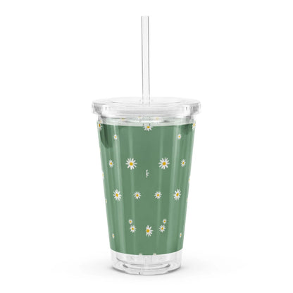 Flower Pattern - Clear Cup -   Weinbecher, Doppelwandiger Becher aus Plastik (16 oz)