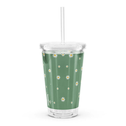 Flower Pattern - Clear Cup -   Weinbecher, Doppelwandiger Becher aus Plastik (16 oz)