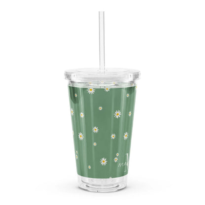Flower Pattern - Clear Cup -   Weinbecher, Doppelwandiger Becher aus Plastik (16 oz)