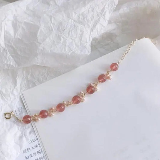 Zhi Zhi Mei Mei Pearl Strawberry Crystal Best Friend Bracelet