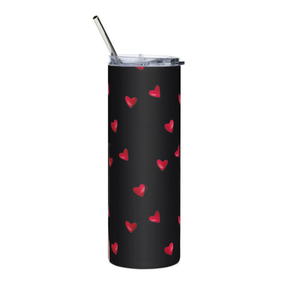 Queeni McHeart - Steel Cup -   Reisebecher mit Henkel, Edelstahl Trinkflasche mit Strohhalm