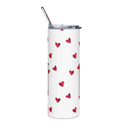 Queeni McHeart - Steel Cup -   Reisebecher mit Henkel, Edelstahl Trinkflasche mit Strohhalm