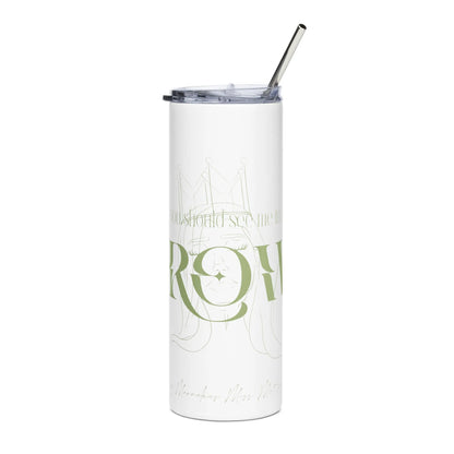 The Crown - Steel Cup -   Reisebecher mit Henkel, Edelstahl Trinkflasche mit Strohhalm