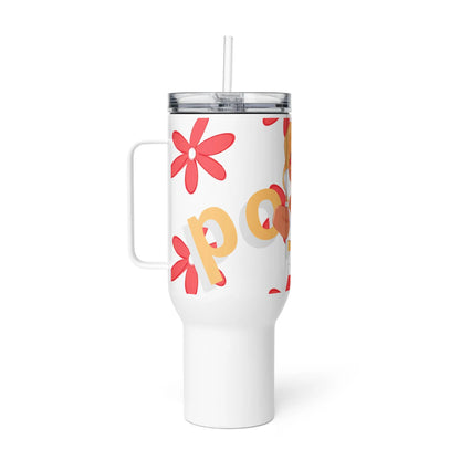 Poppy - Tumbler -   Reisebecher mit Henkel, Edelstahl Trinkflasche mit Strohhalm
