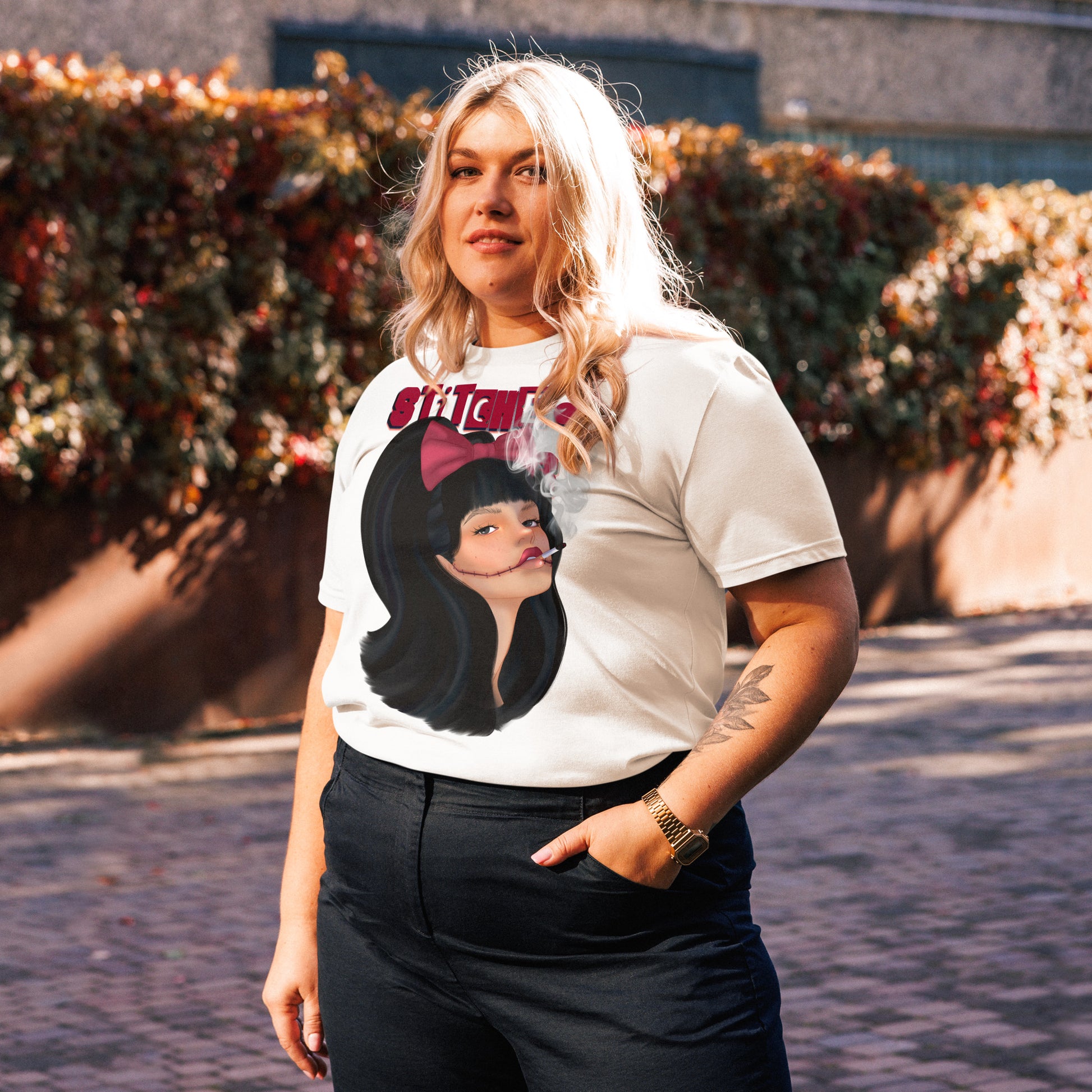 Stitched Smiles - Cotton Shirt -   Shirts,Top #