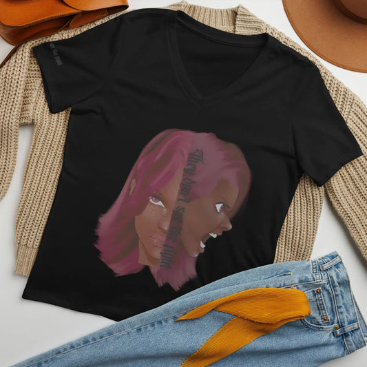 Invisible Fight - Lockeres Shirt (V-Ausschnitt) - Marvelous Miss McCray 